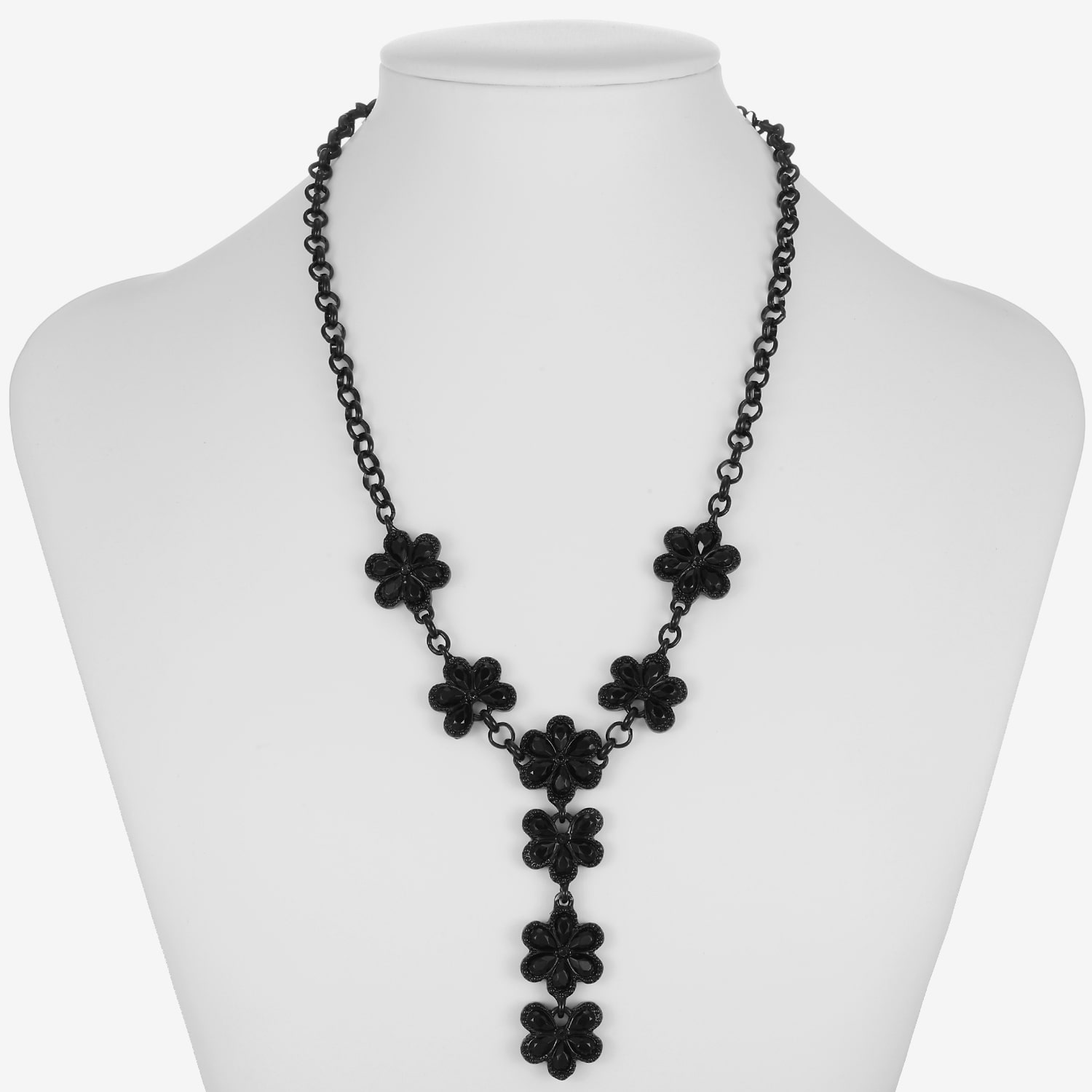 Liz Claiborne Womens Black Glass 17 Inch Y Necklace