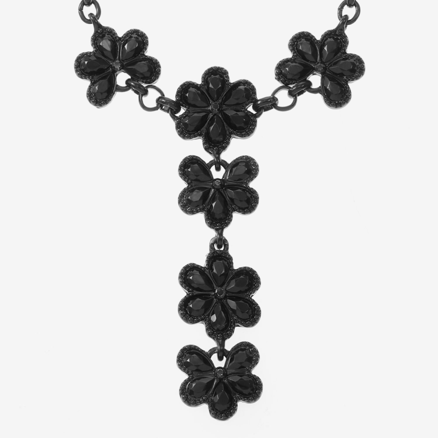 Liz Claiborne Womens Black Glass 17 Inch Y Necklace
