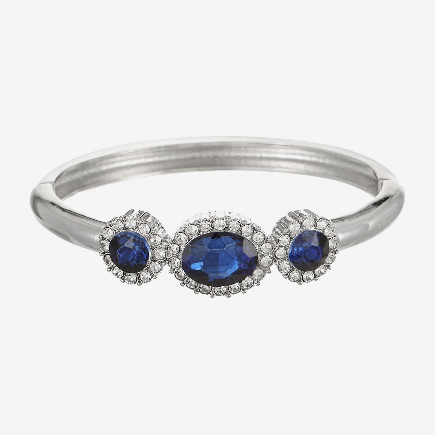 Monet Jewelry Womens Blue Glass Oval Bangle Bracelet