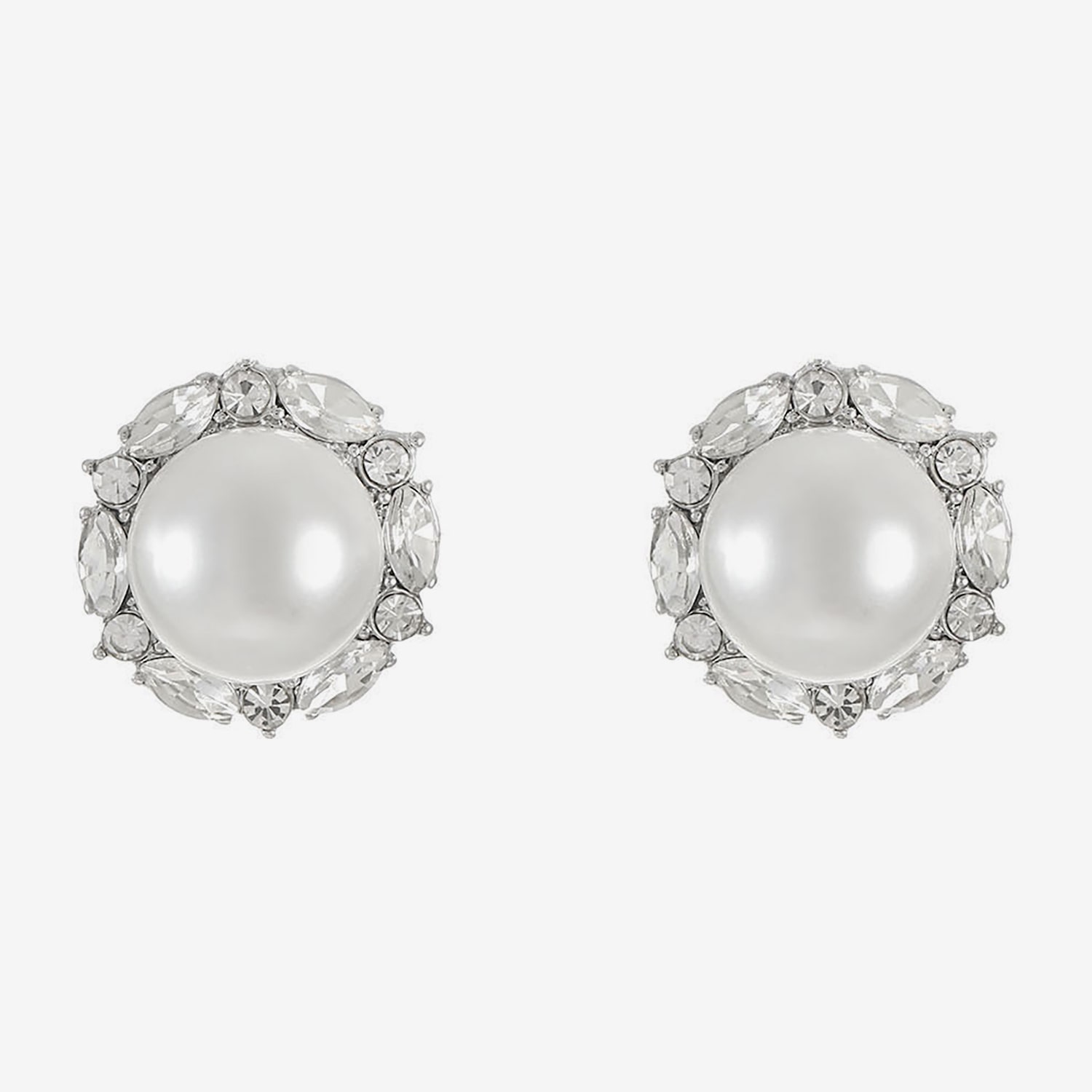 Monet Jewelry Glass Simulated Pearl 17mm Marquise Stud Earrings