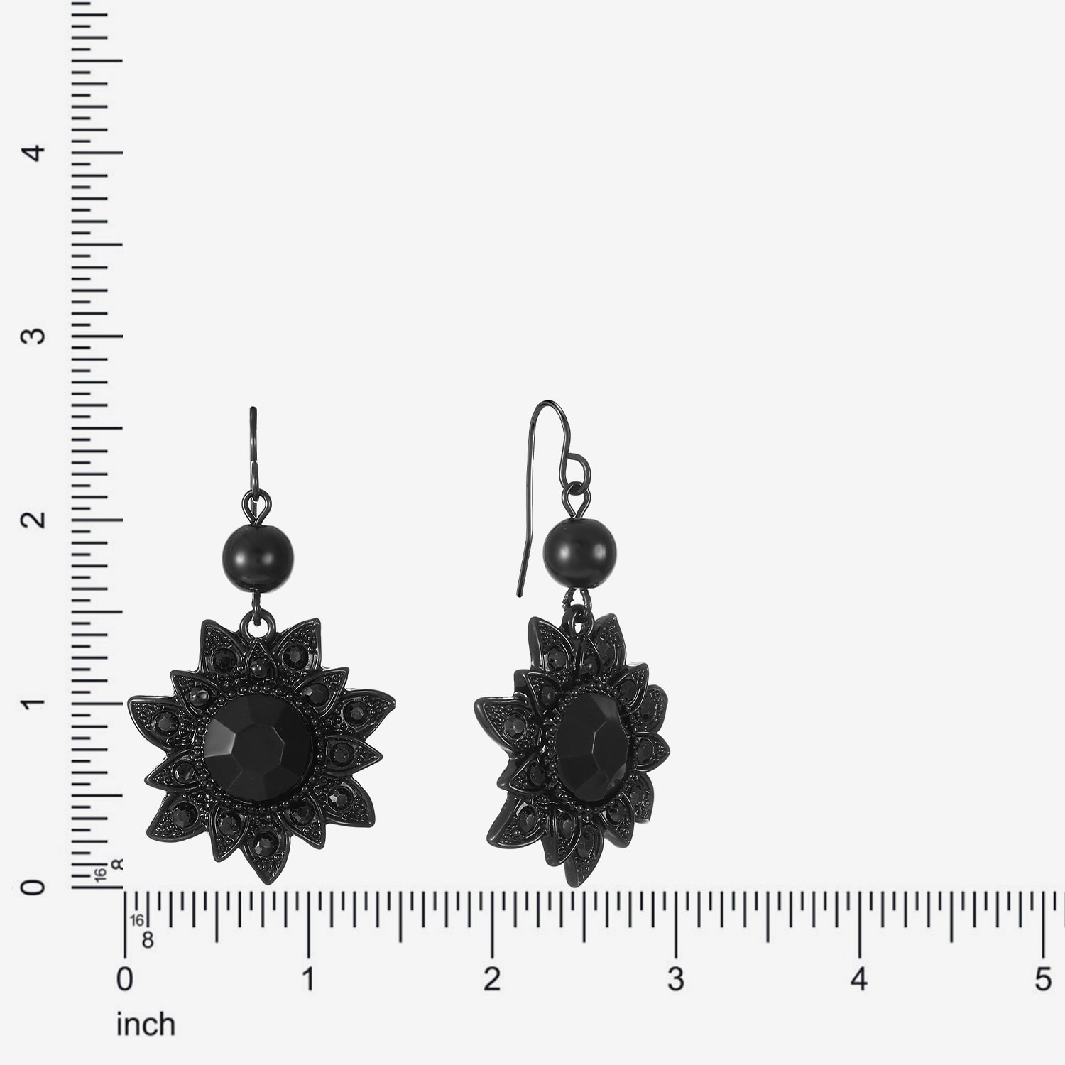 Liz Claiborne Womens Black Glass Drop Earrings