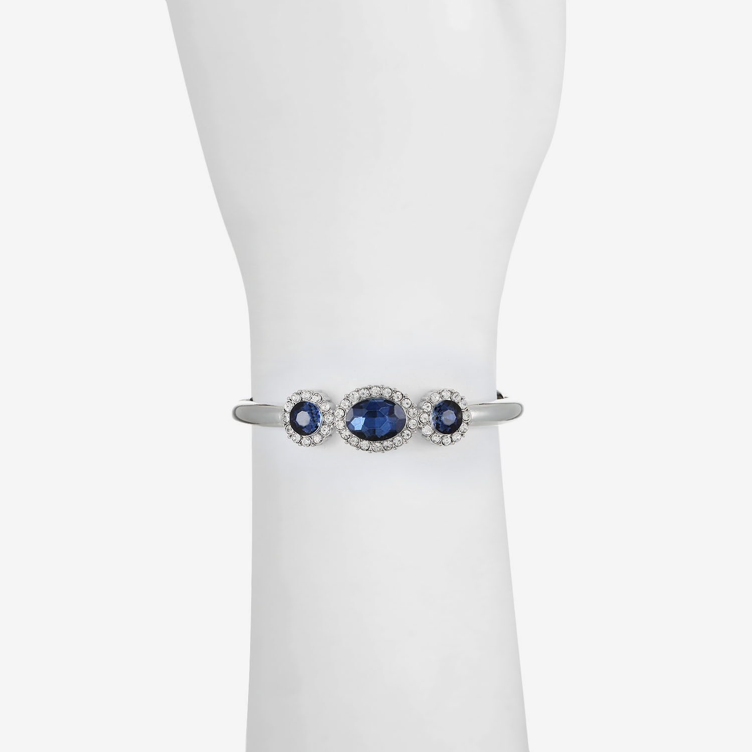 Monet Jewelry Womens Blue Glass Oval Bangle Bracelet
