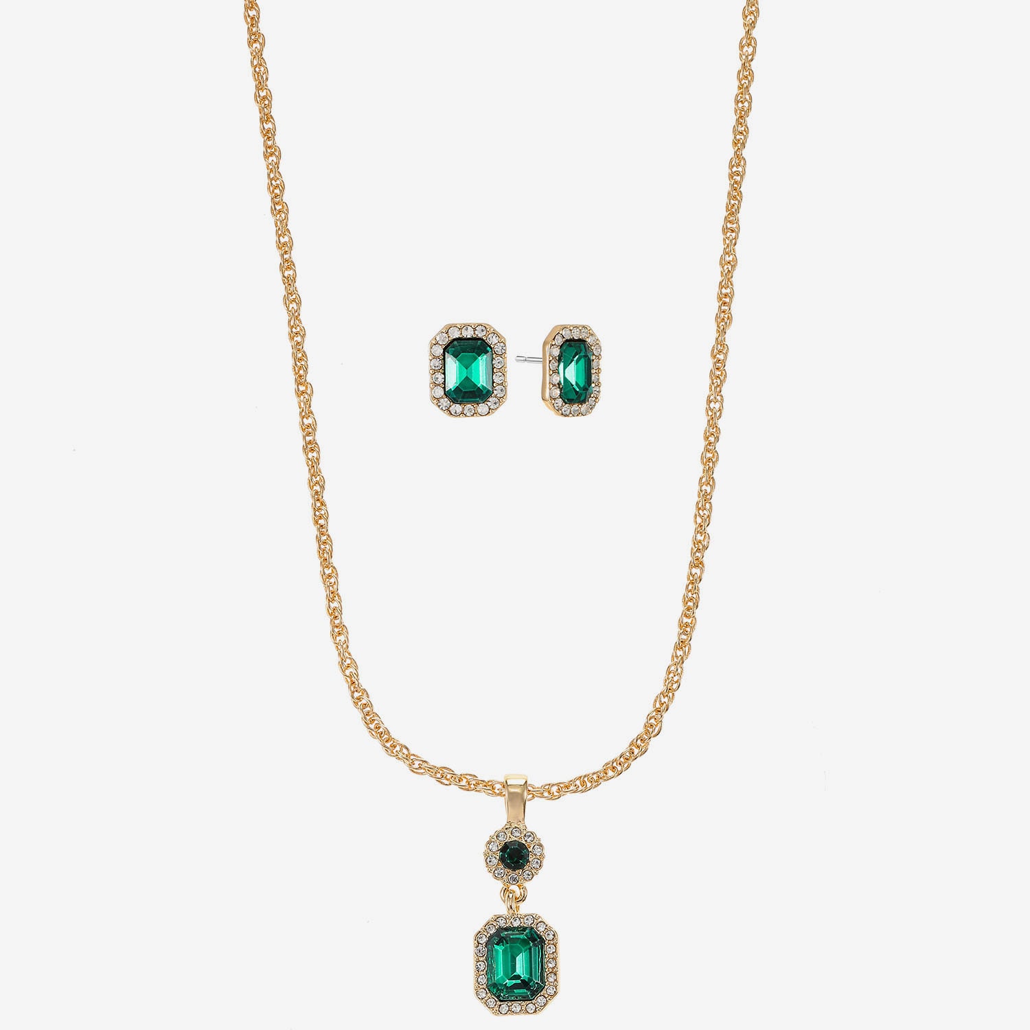 Monet Jewelry Womens Green Glass 2-pc. Jewelry Set