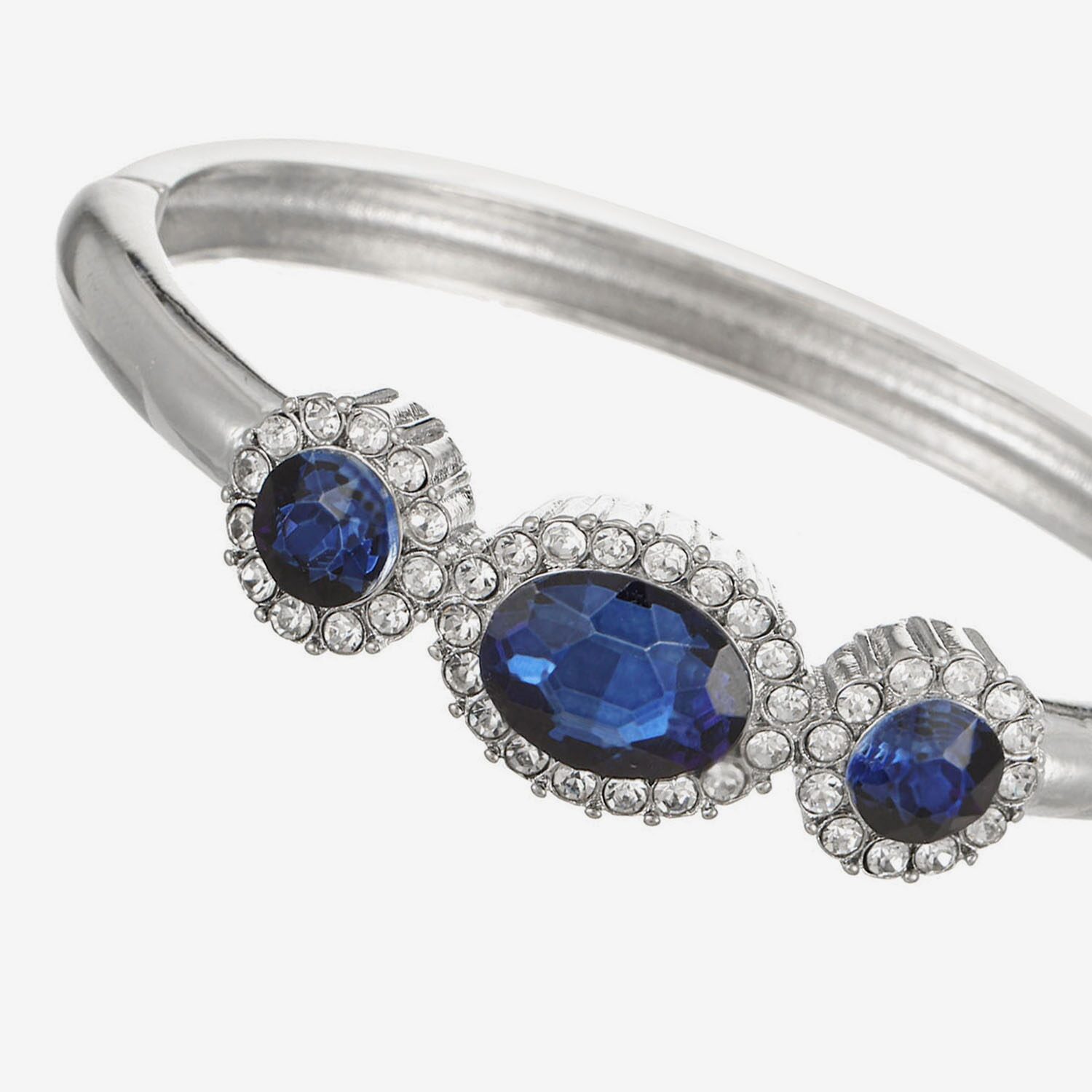 Monet Jewelry Womens Blue Glass Oval Bangle Bracelet