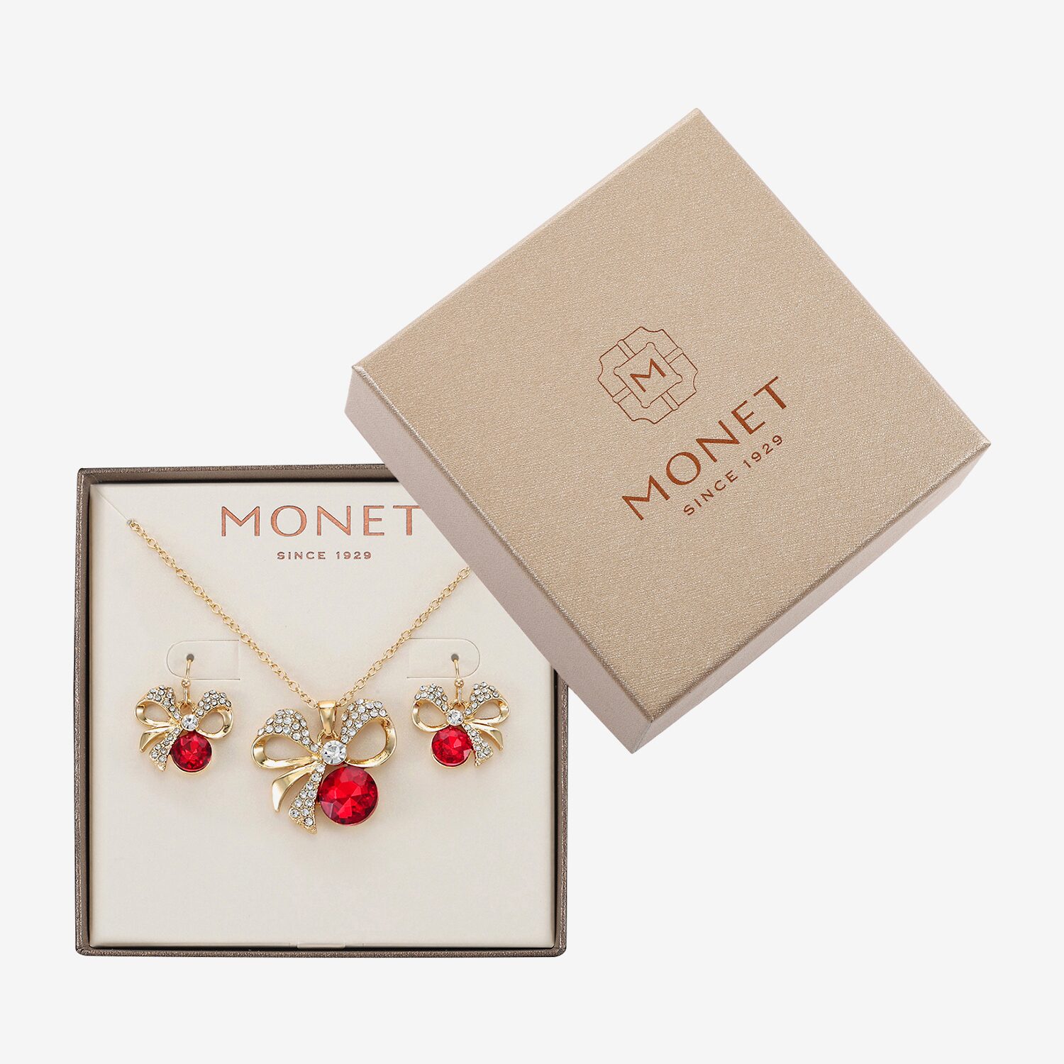 Monet Jewelry Womens Red Glass Bow 2-pc. Jewelry Set