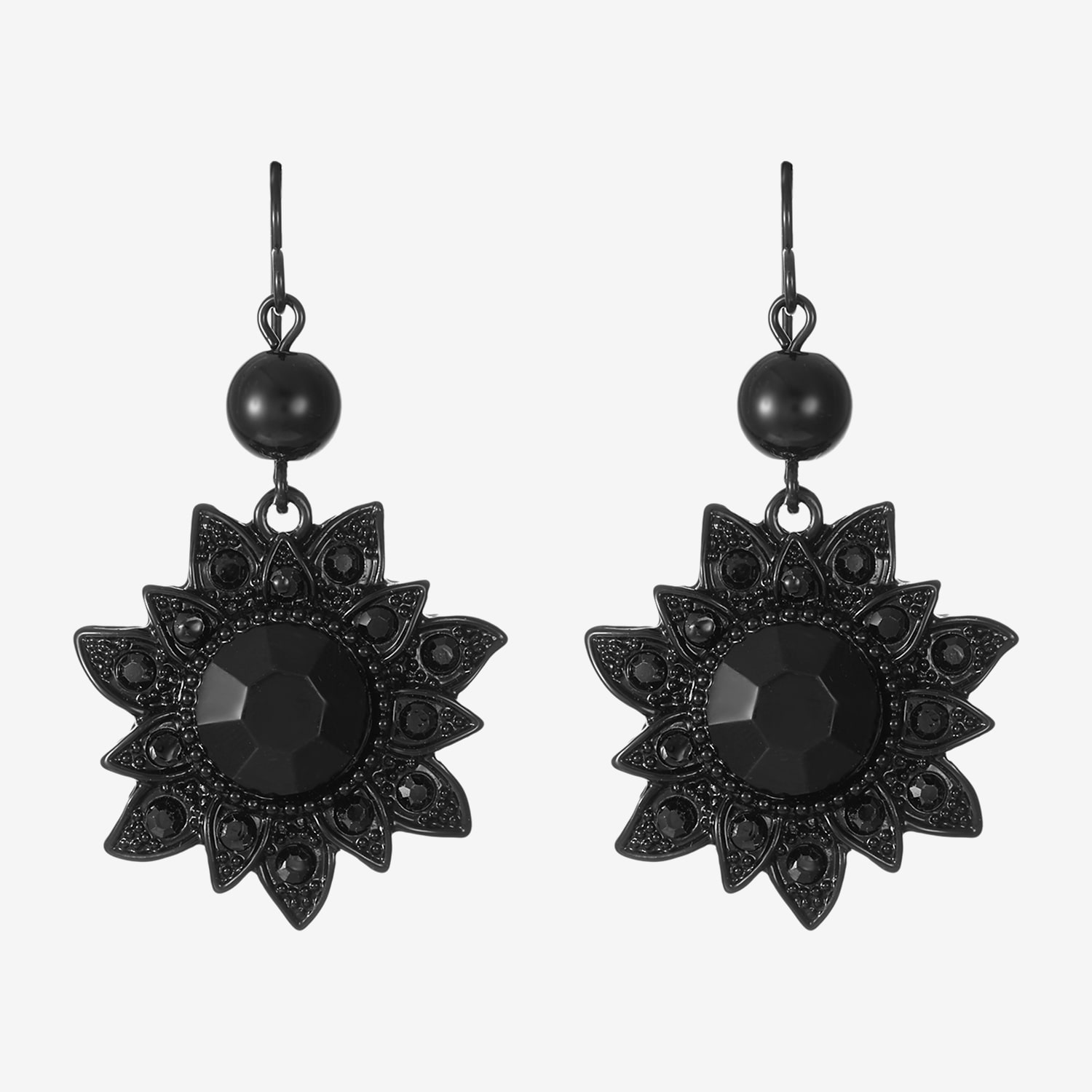 Liz Claiborne Womens Black Glass Drop Earrings