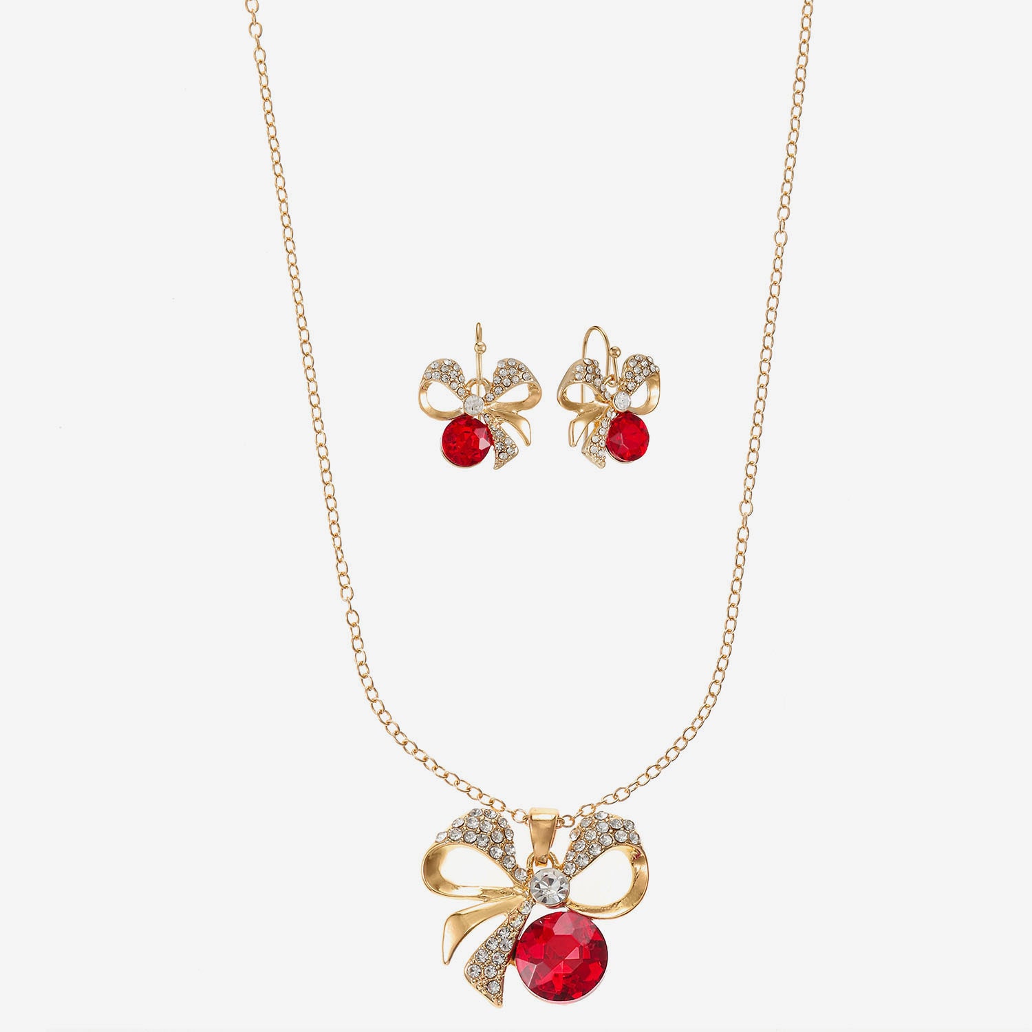 Monet Jewelry Womens Red Glass Bow 2-pc. Jewelry Set