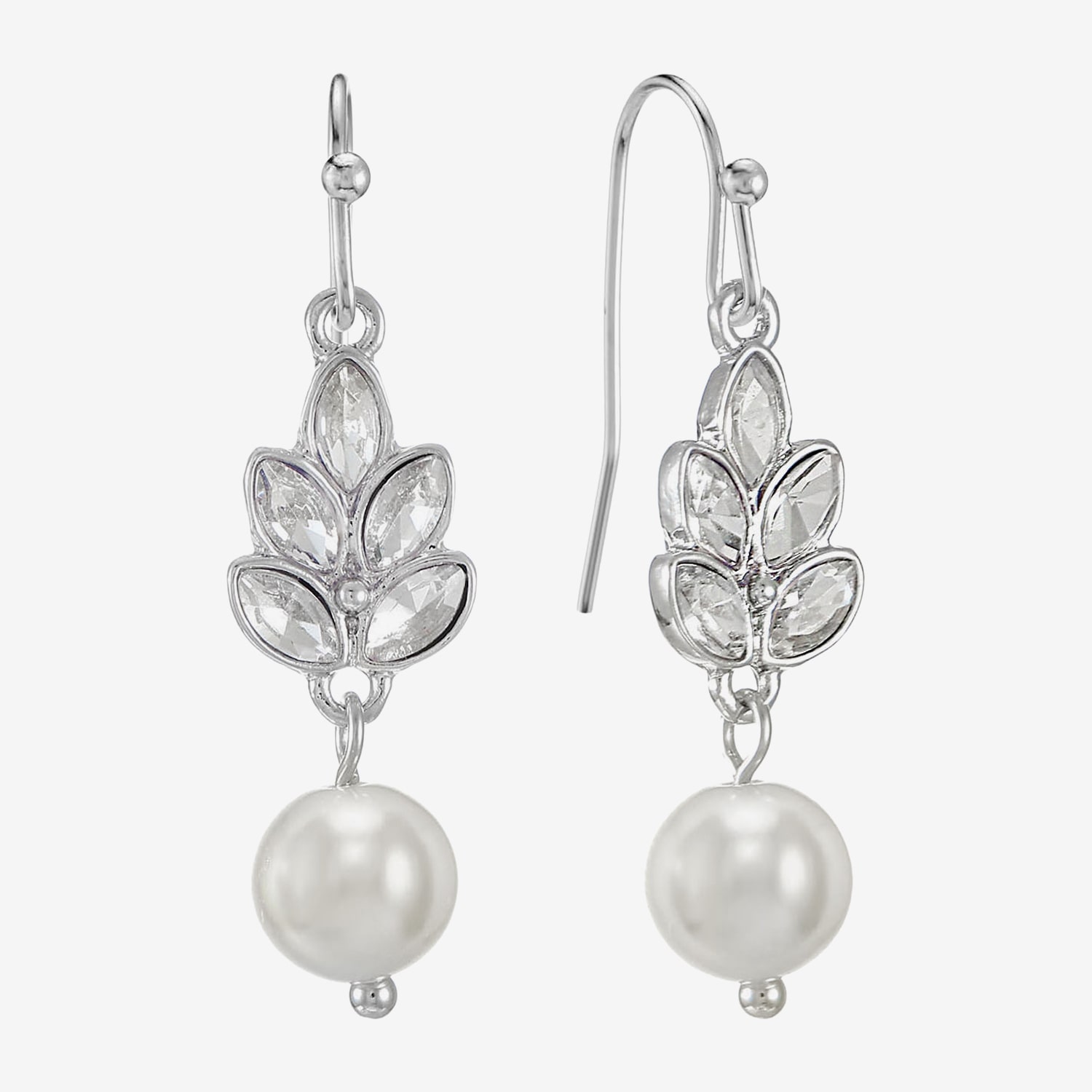 Monet Jewelry Womens Glass Simulated Pearl Marquise Drop Earrings