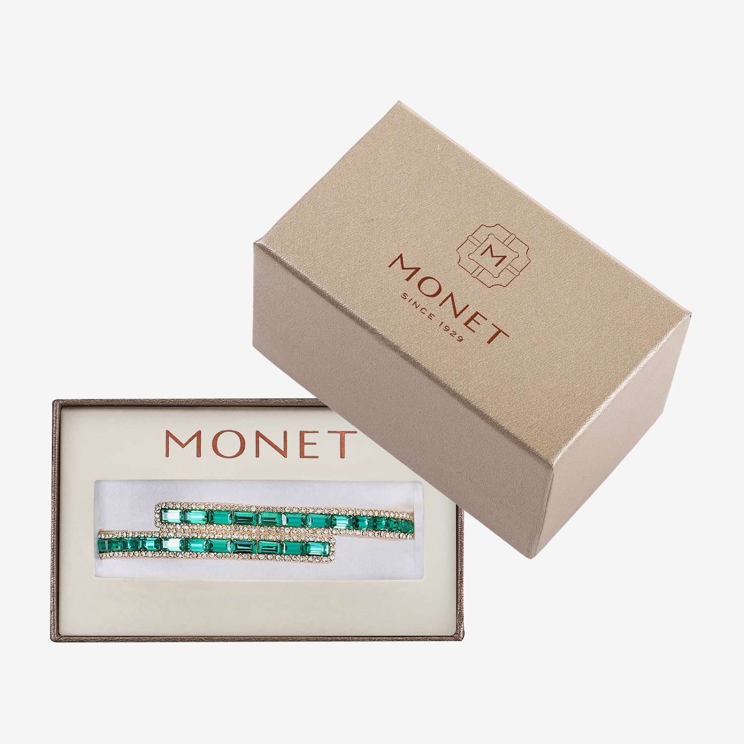 Monet Jewelry Womens Green Glass Bangle Bracelet