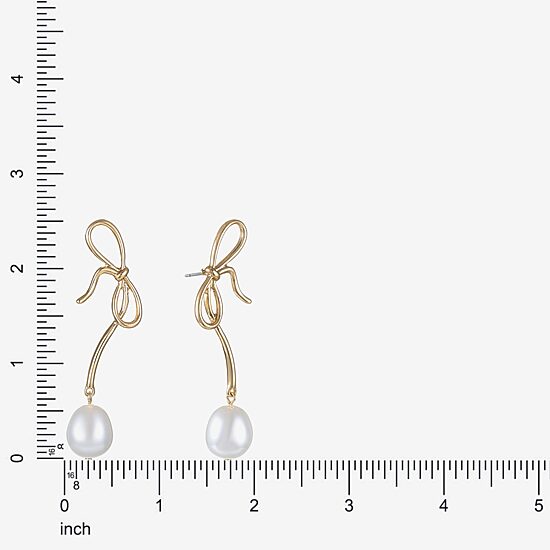 Bijoux Bar Womens Simulated Pearl Bow Hypoallergenic Drop Earrings