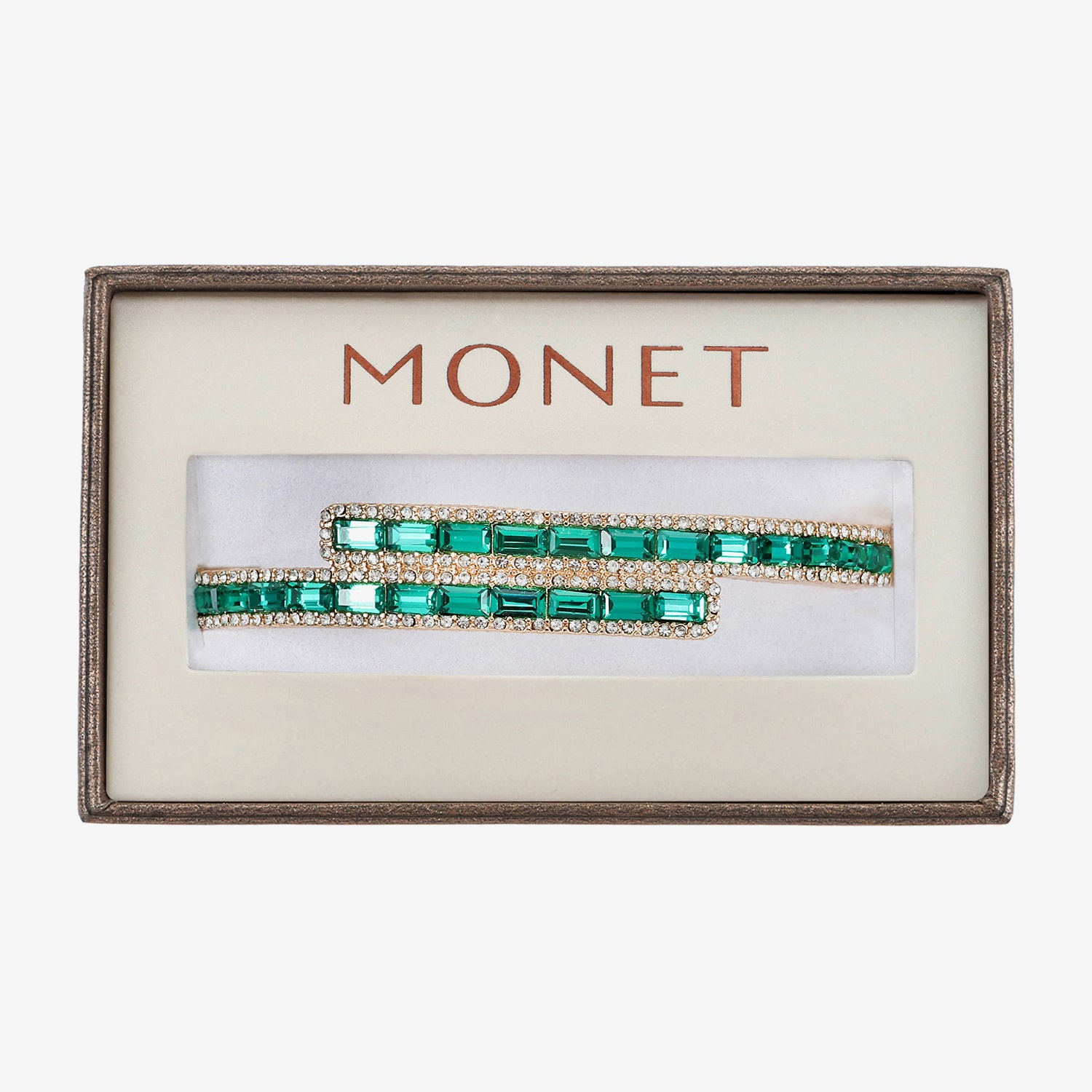 Monet Jewelry Womens Green Glass Bangle Bracelet