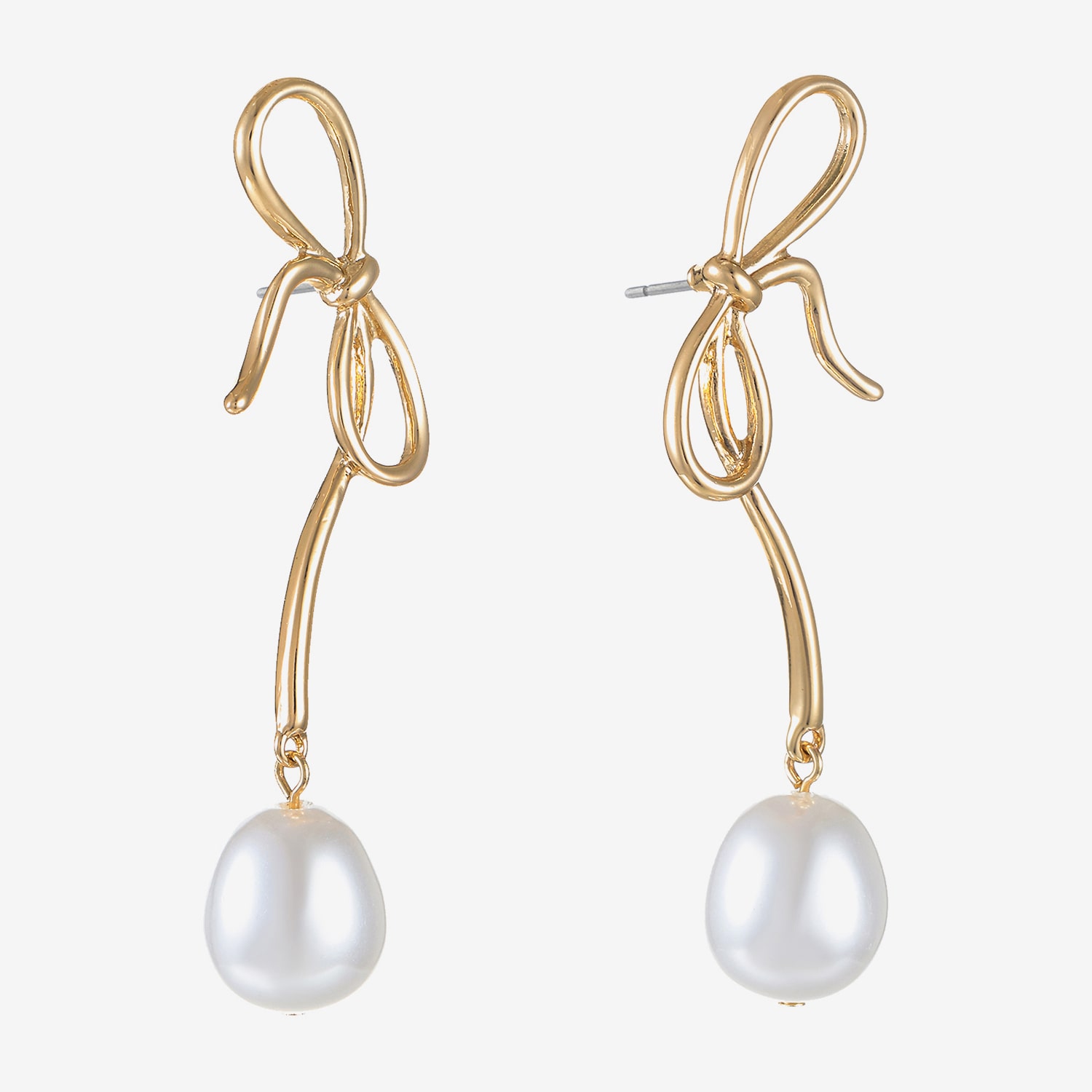 Bijoux Bar Womens Simulated Pearl Bow Hypoallergenic Drop Earrings