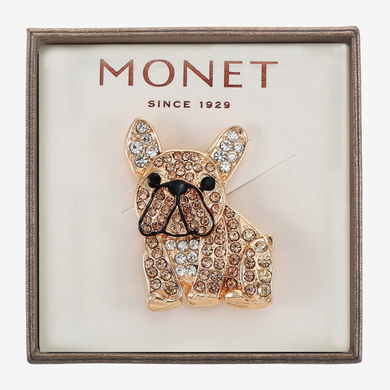 Monet Jewelry Brown Glass Pin