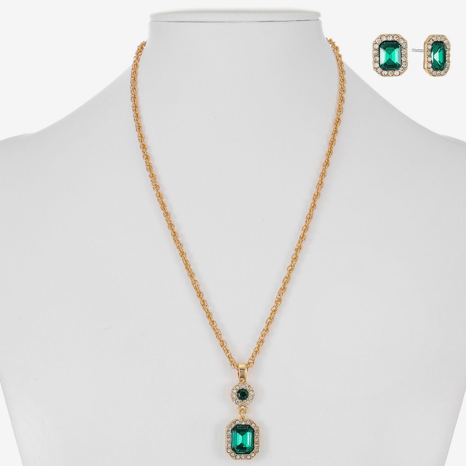 Monet Jewelry Womens Green Glass 2-pc. Jewelry Set