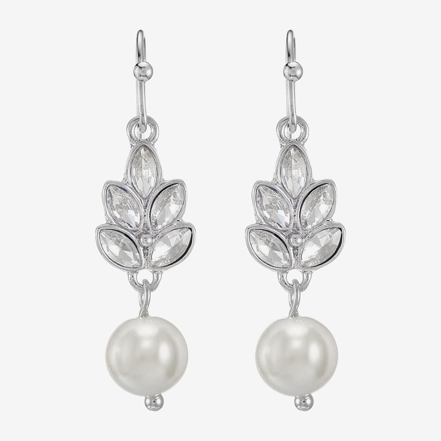 Monet Jewelry Womens Glass Simulated Pearl Marquise Drop Earrings