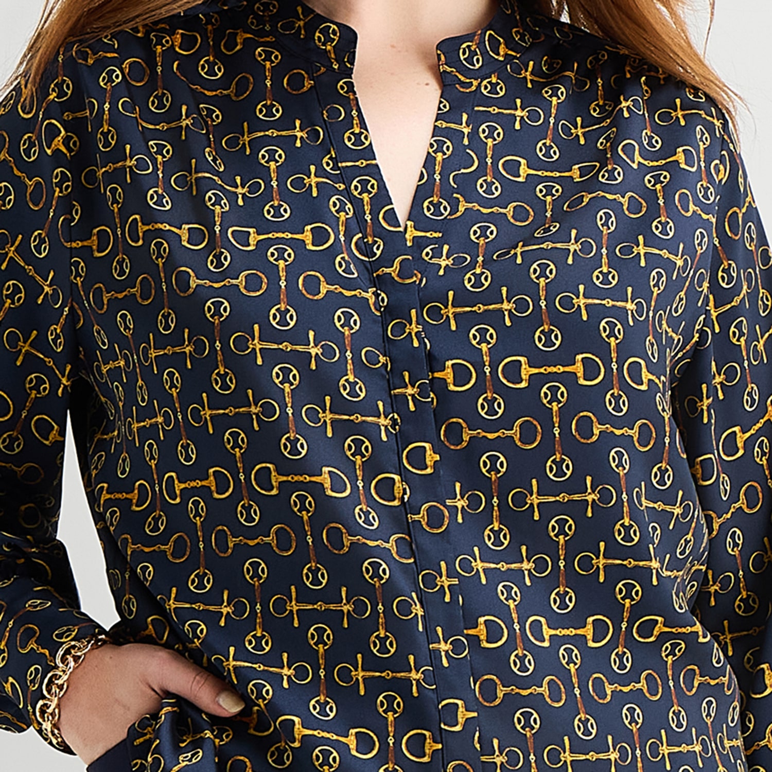 Liz Claiborne Womens Plus Split Crew Neck Long Sleeve Blouse