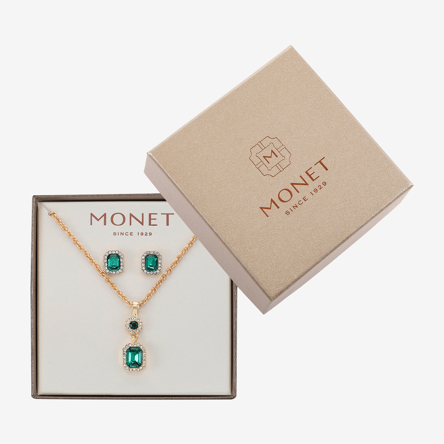 Monet Jewelry Womens Green Glass 2-pc. Jewelry Set
