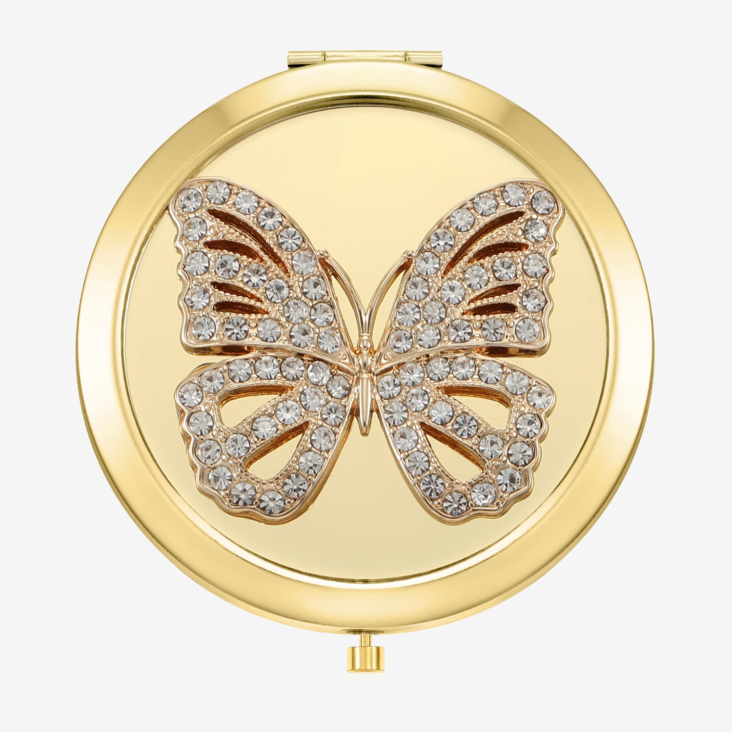 Monet Jewelry Gold Tone Butterfly Compact Mirror