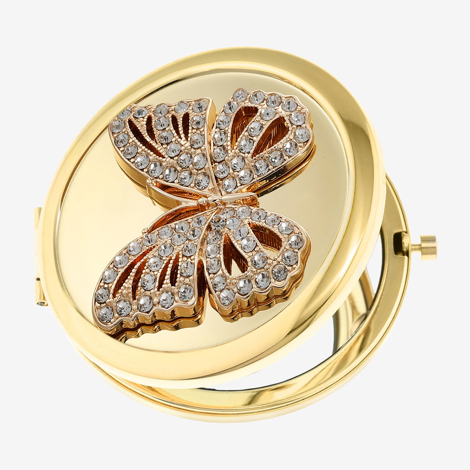 Monet Jewelry Gold Tone Butterfly Compact Mirror