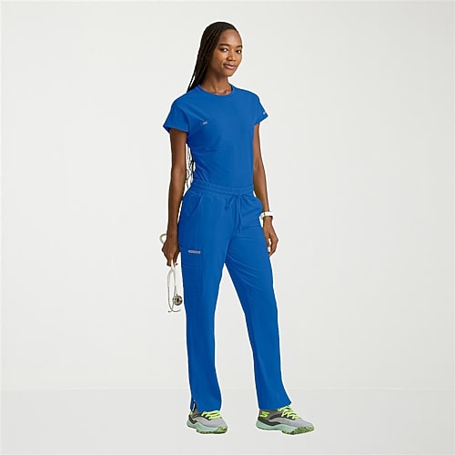 Skechers Skt326 Fresh 3-Pocket Classic Fit Womens Crew Neck Short Sleeve Stretch Fabric Moisture Wicking Scrub Top, X-large, Blue