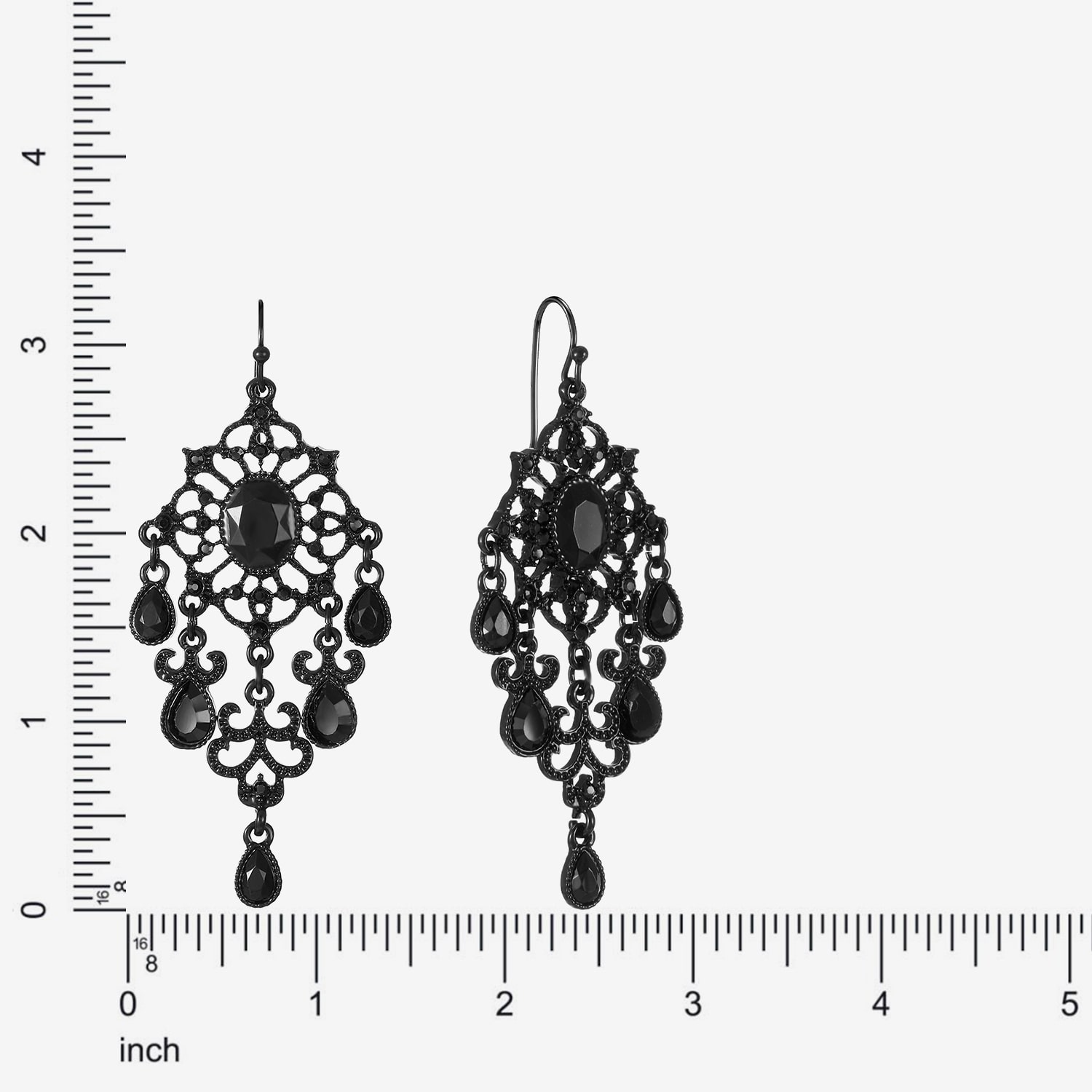 Liz Claiborne Womens Black Glass Chandelier Earrings