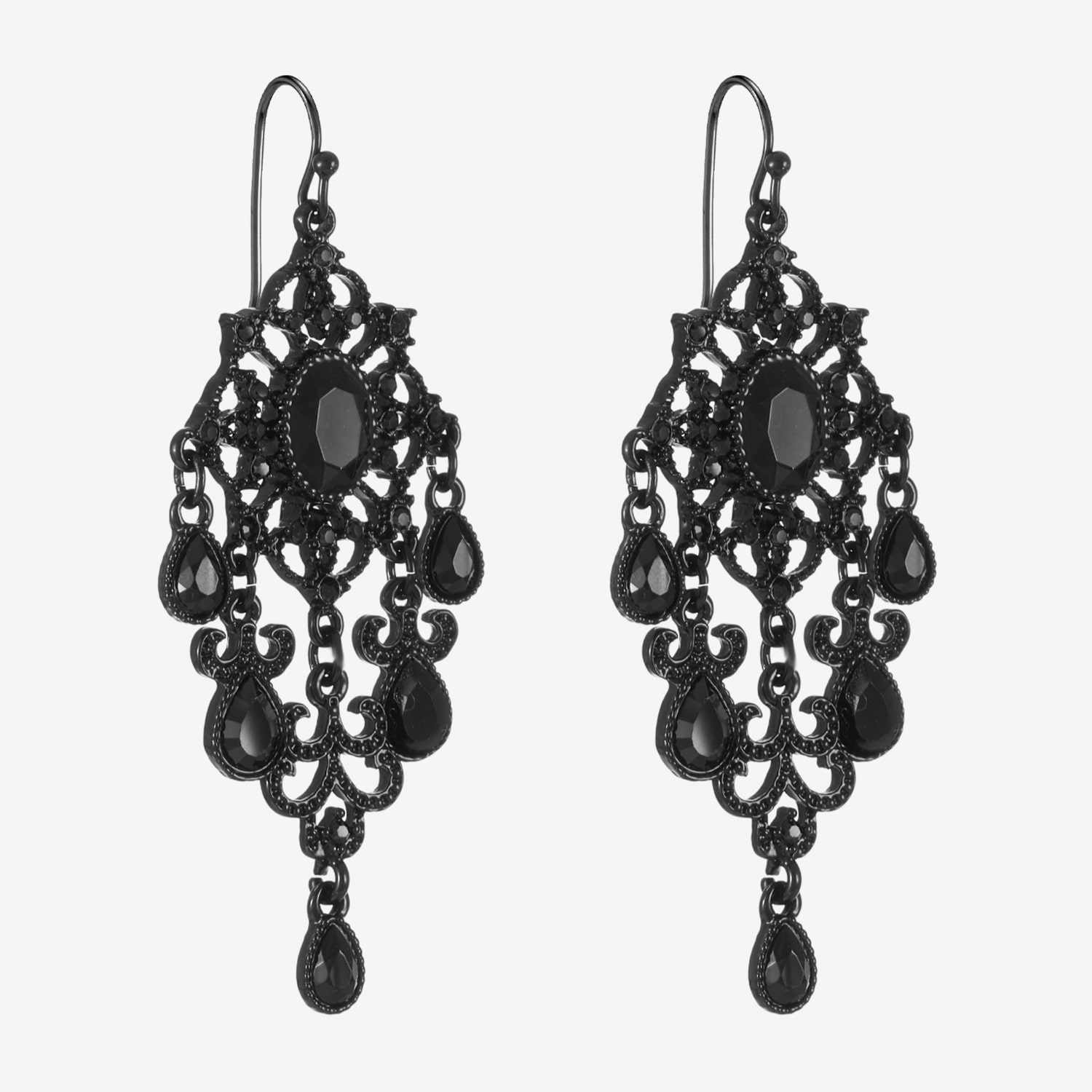 Liz Claiborne Womens Black Glass Chandelier Earrings