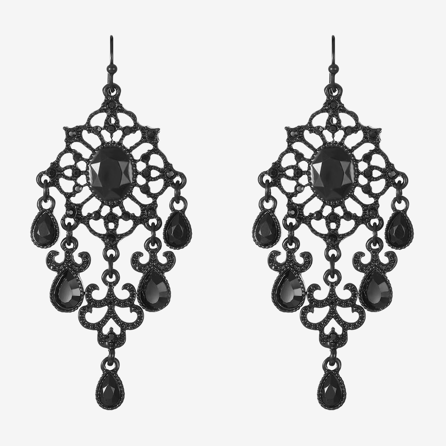 Liz Claiborne Womens Black Glass Chandelier Earrings