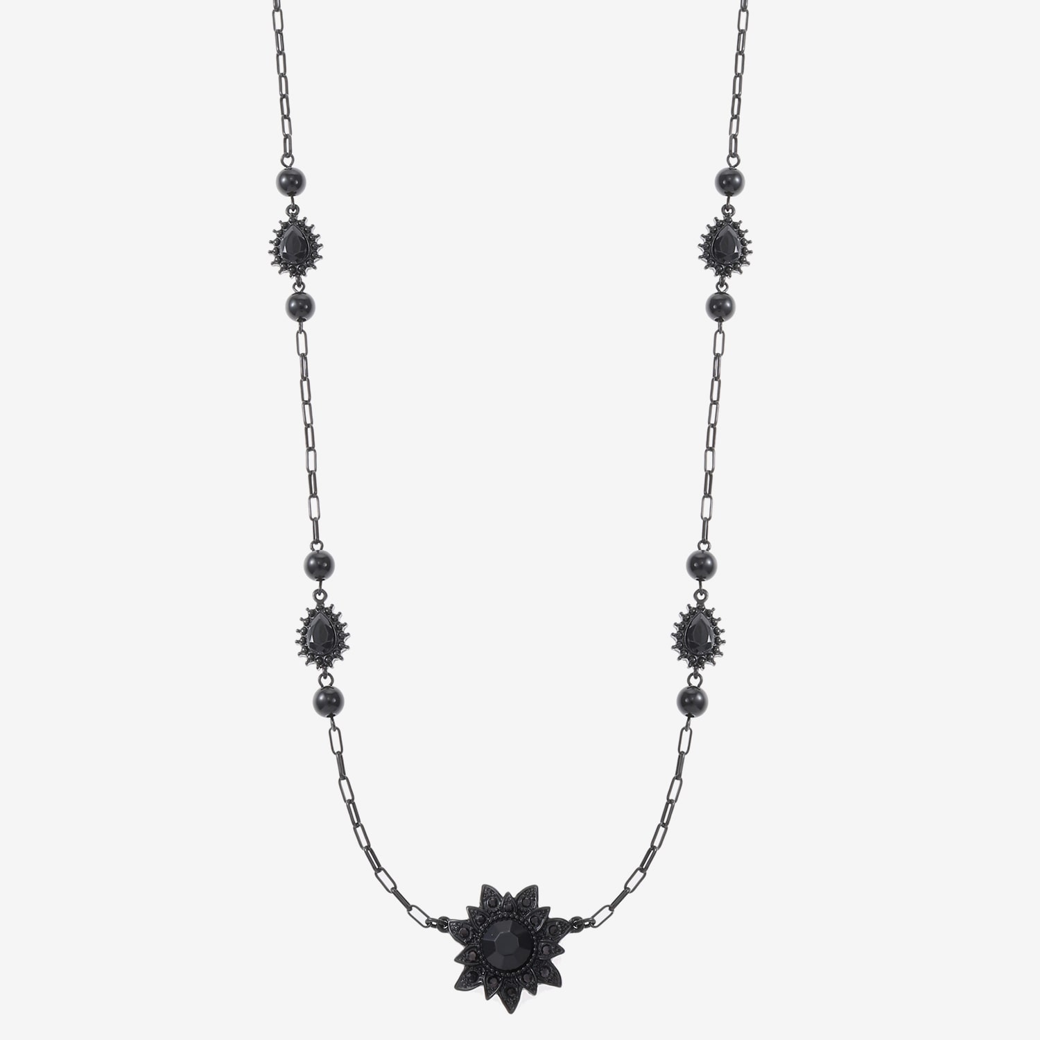 Liz Claiborne Womens Black Glass 30 Inch Strand Necklace
