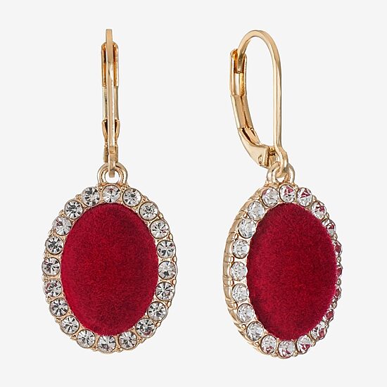 Monet Jewelry Womens Glass Oval Drop Earrings