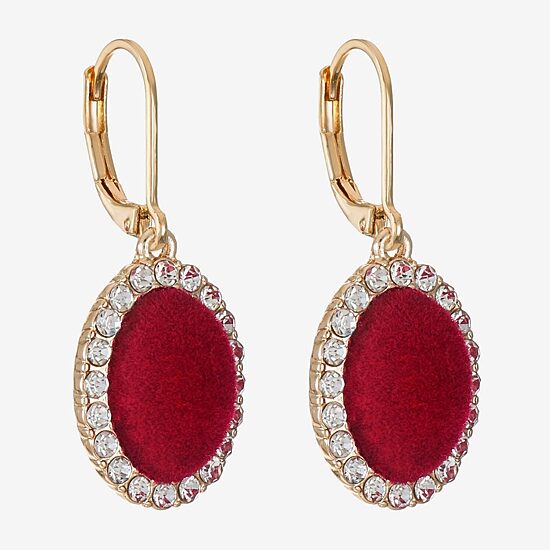Monet Jewelry Womens Glass Oval Drop Earrings