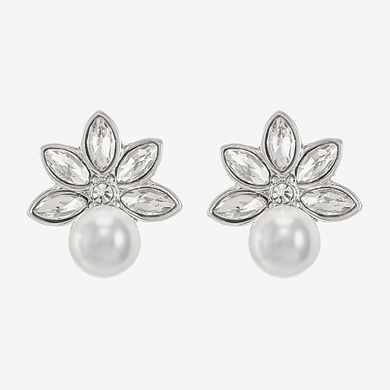 Monet Jewelry Glass Simulated Pearl 19mm Marquise Stud Earrings