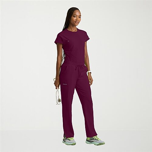 Skechers Skt326 Fresh 3-Pocket Classic Fit Womens Crew Neck Short Sleeve Stretch Fabric Moisture Wicking Scrub Top, X-large, Red