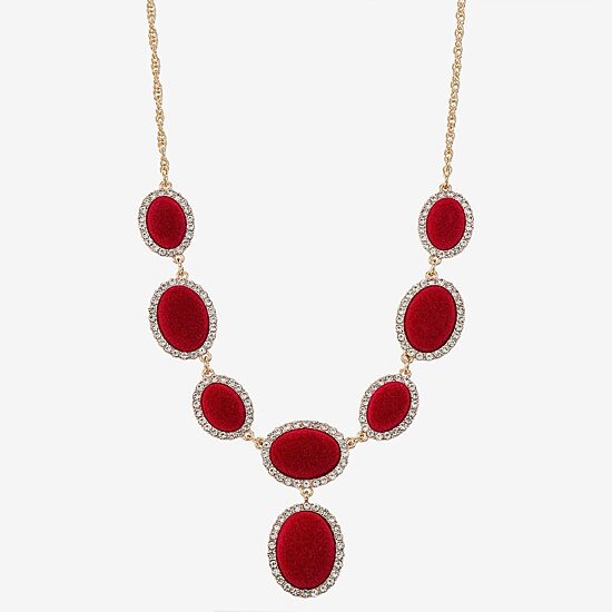 Monet Jewelry Womens Red Glass 18 Inch Y Necklace