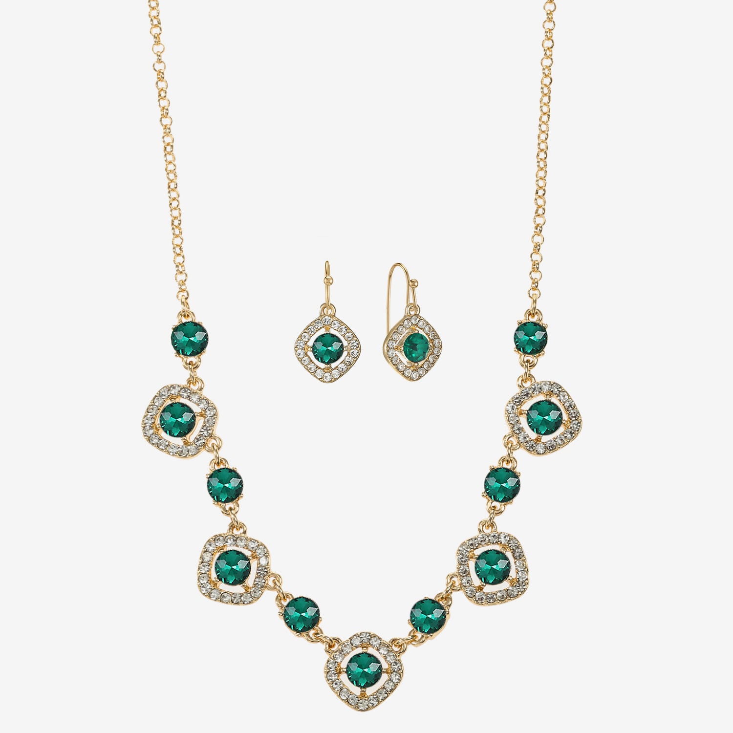 Monet Jewelry Womens Green Glass Cushion 2-pc. Jewelry Set