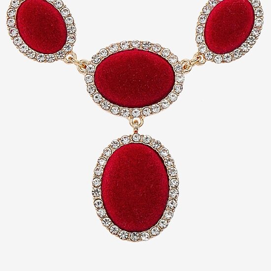 Monet Jewelry Womens Red Glass 18 Inch Y Necklace