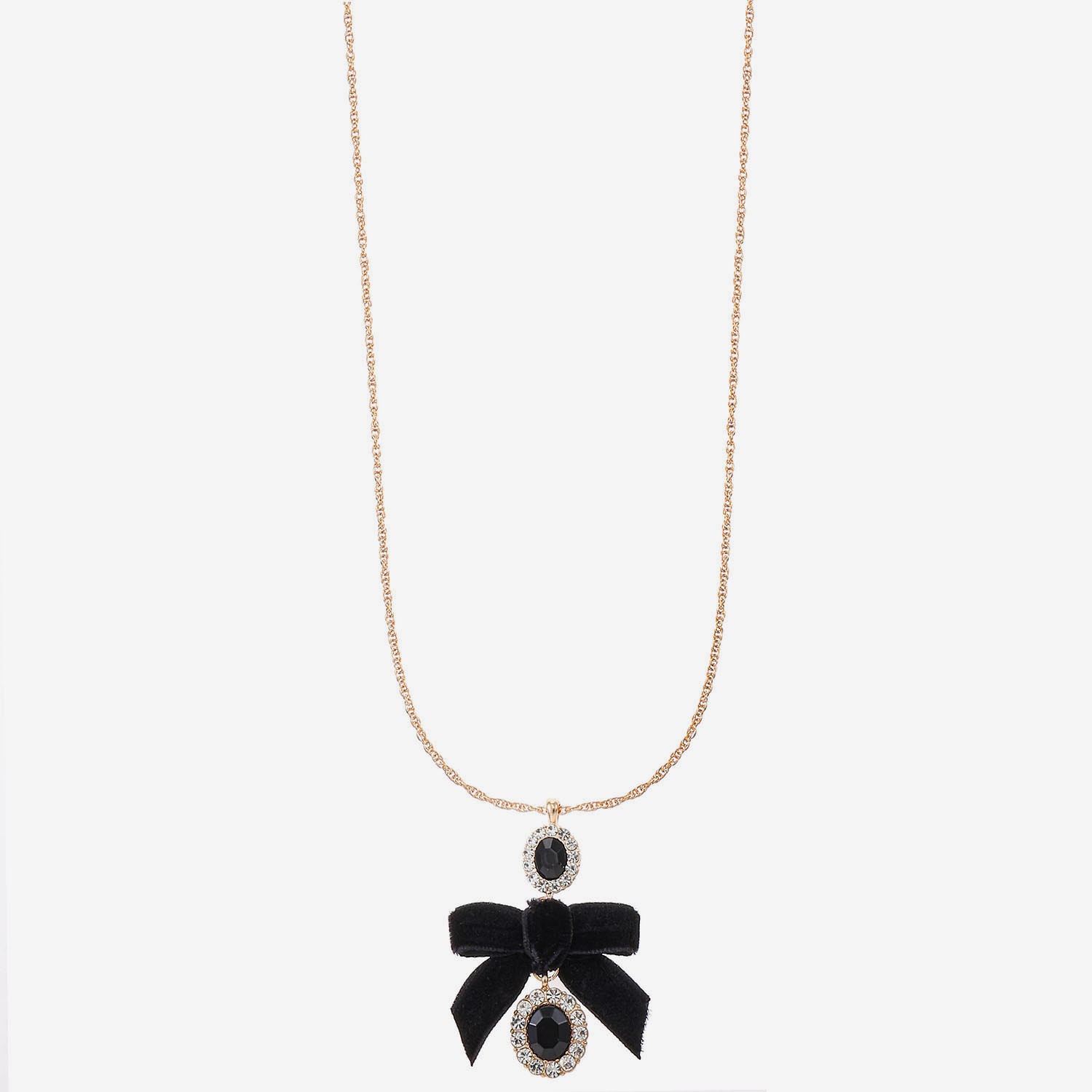 Monet Jewelry Womens Black Glass Bow Oval 30 Inch Pendant Necklace