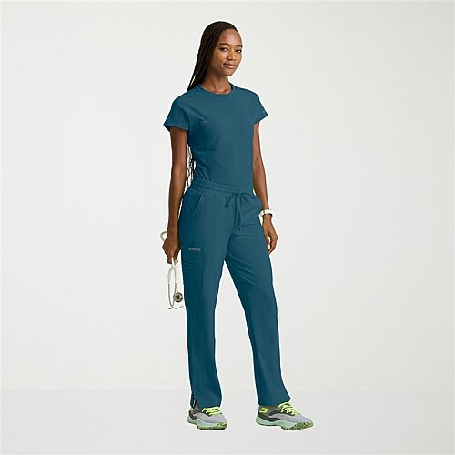 Skechers Skt326 Fresh 3-Pocket Classic Fit Womens Crew Neck Short Sleeve Stretch Fabric Moisture Wicking Scrub Top, X-large, Blue