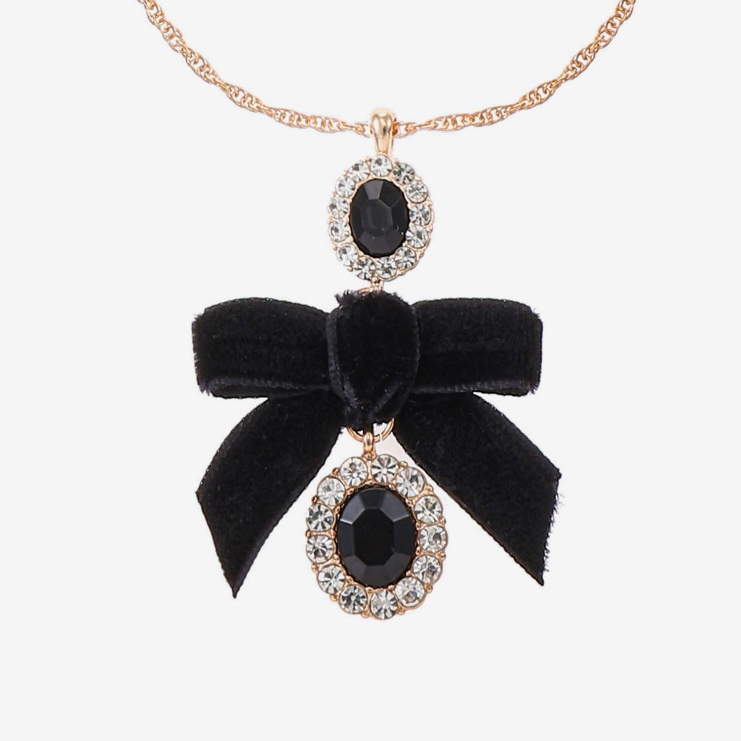 Monet Jewelry Womens Black Glass Bow Oval 30 Inch Pendant Necklace