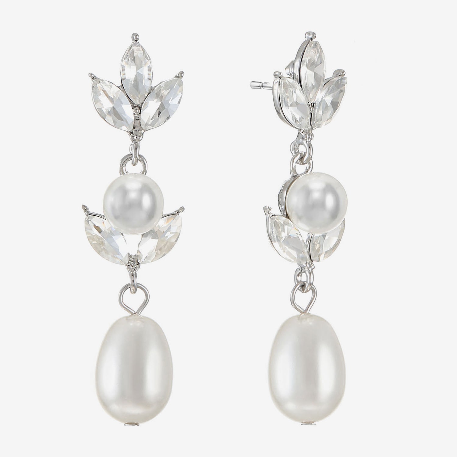 Monet Jewelry Womens Glass Simulated Pearl Marquise Hypoallergenic Drop Earrings