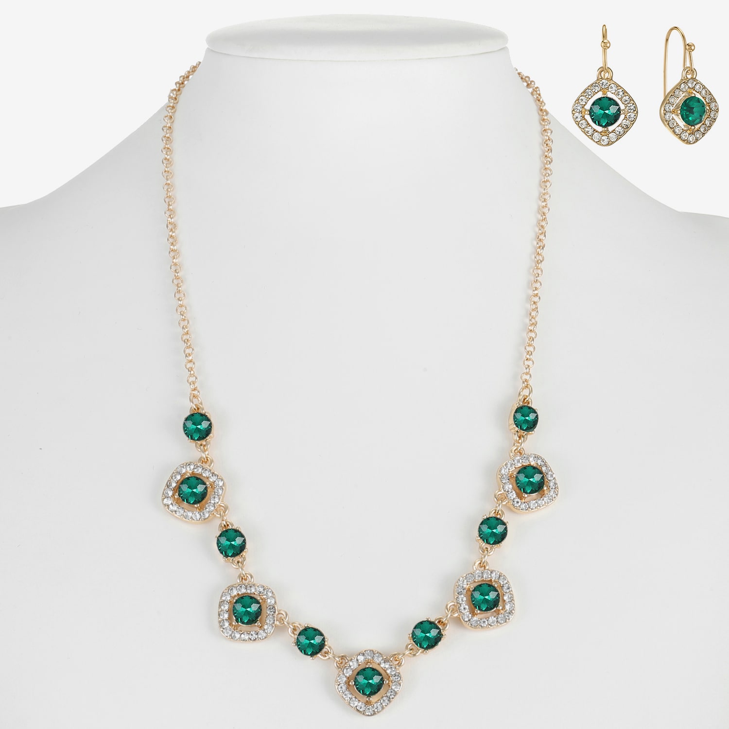 Monet Jewelry Womens Green Glass Cushion 2-pc. Jewelry Set