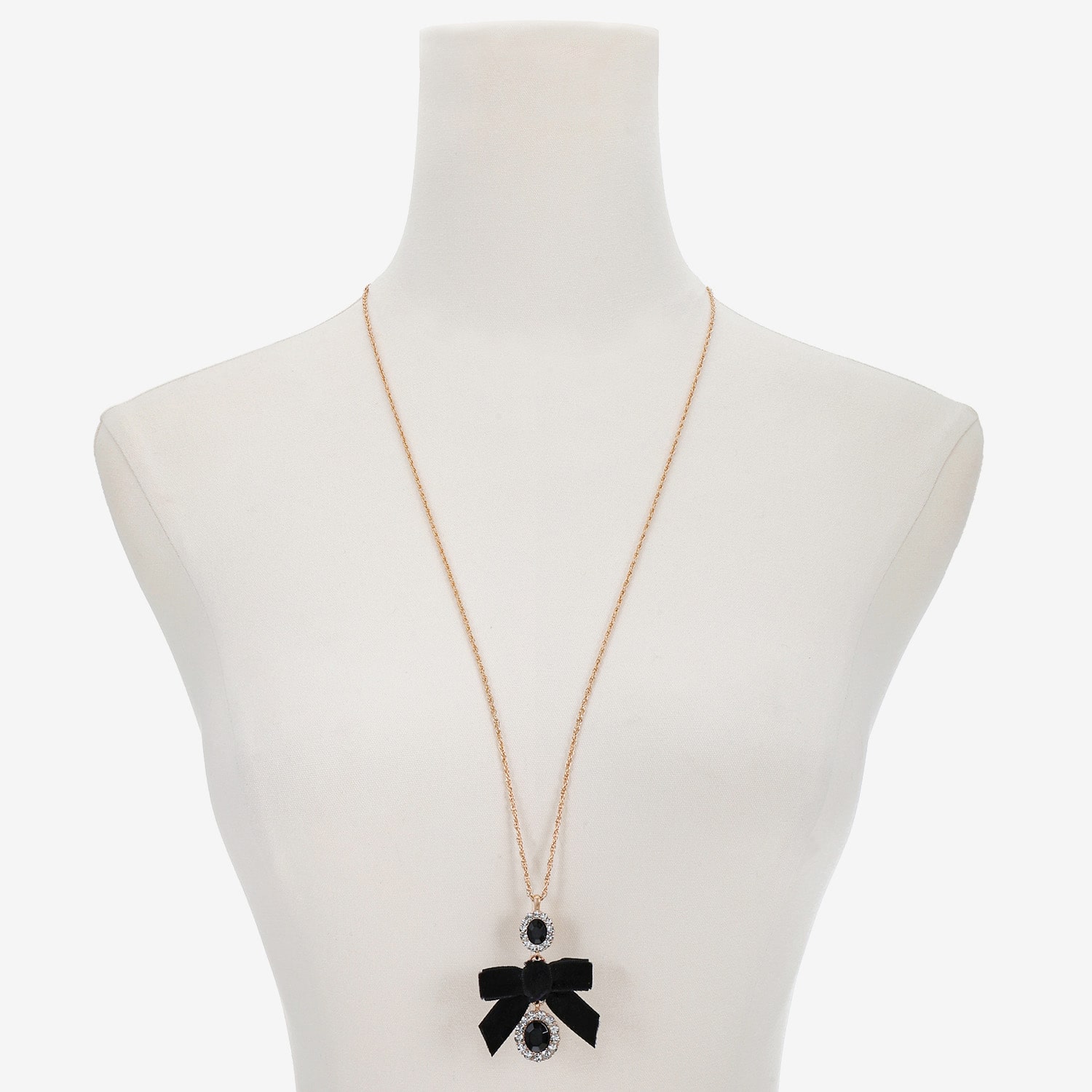 Monet Jewelry Womens Black Glass Bow Oval 30 Inch Pendant Necklace