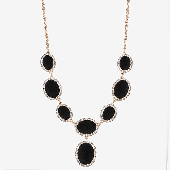 Monet Jewelry Womens Black Glass 18 Inch Y Necklace