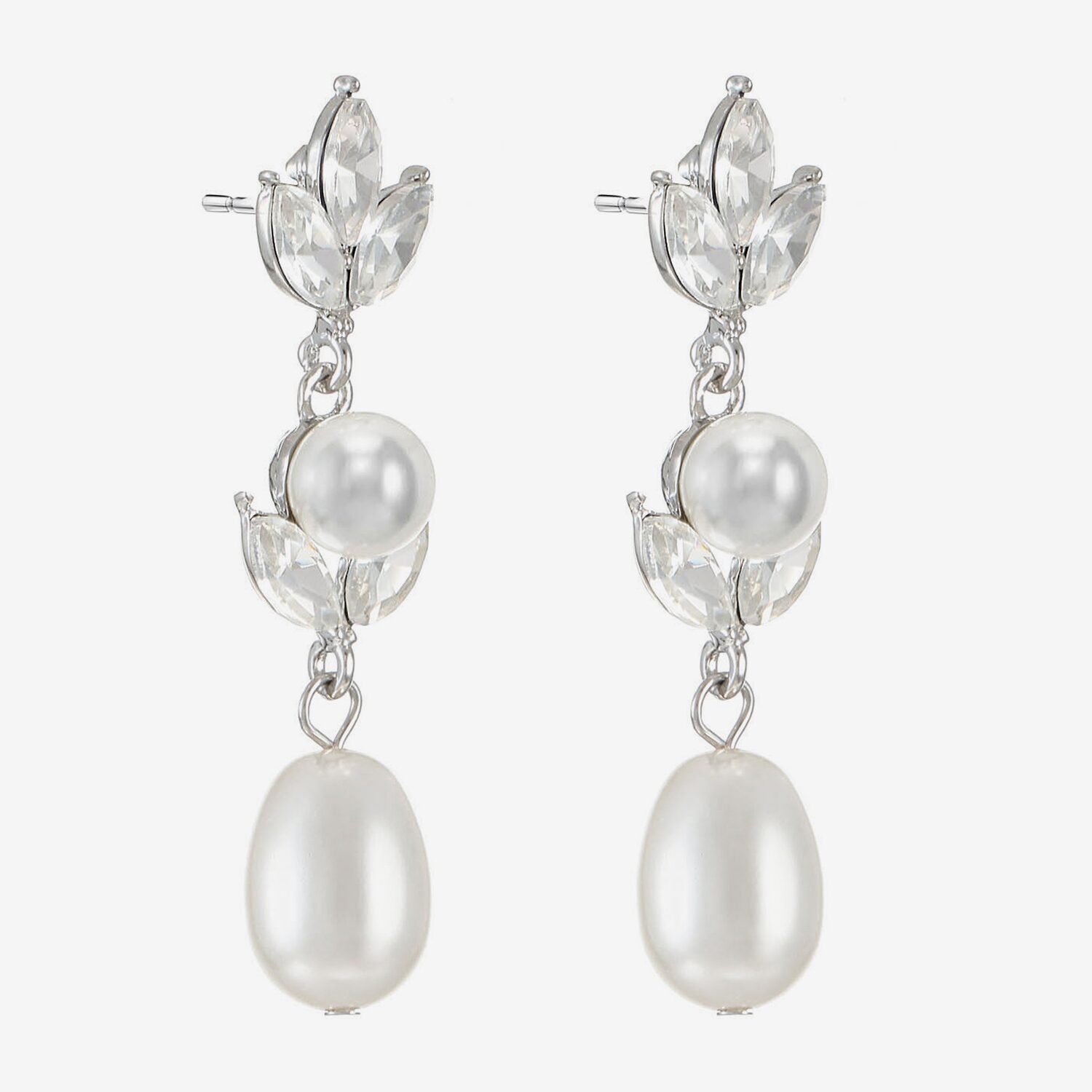 Monet Jewelry Womens Glass Simulated Pearl Marquise Hypoallergenic Drop Earrings