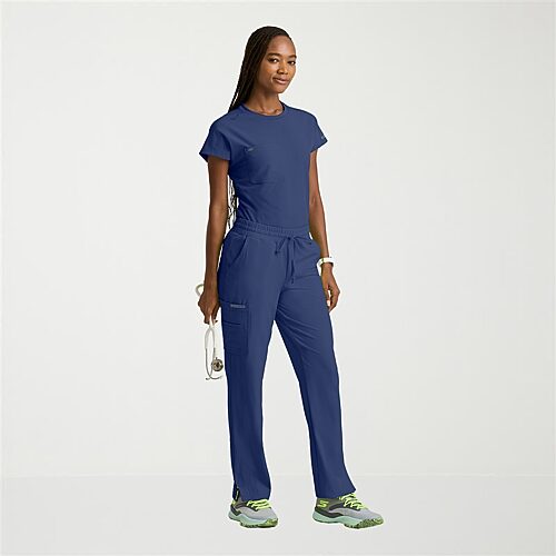 Skechers Skt326 Fresh 3-Pocket Classic Fit Womens Crew Neck Short Sleeve Stretch Fabric Moisture Wicking Scrub Top, X-large, Blue