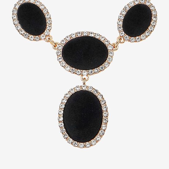 Monet Jewelry Womens Black Glass 18 Inch Y Necklace