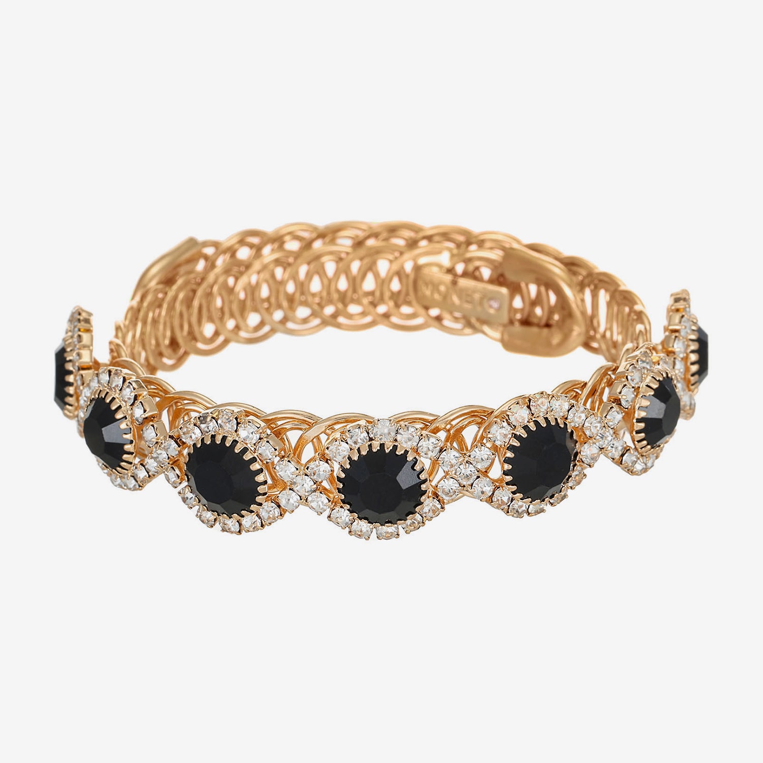 Monet Jewelry Womens Black Glass Cuff Bracelet