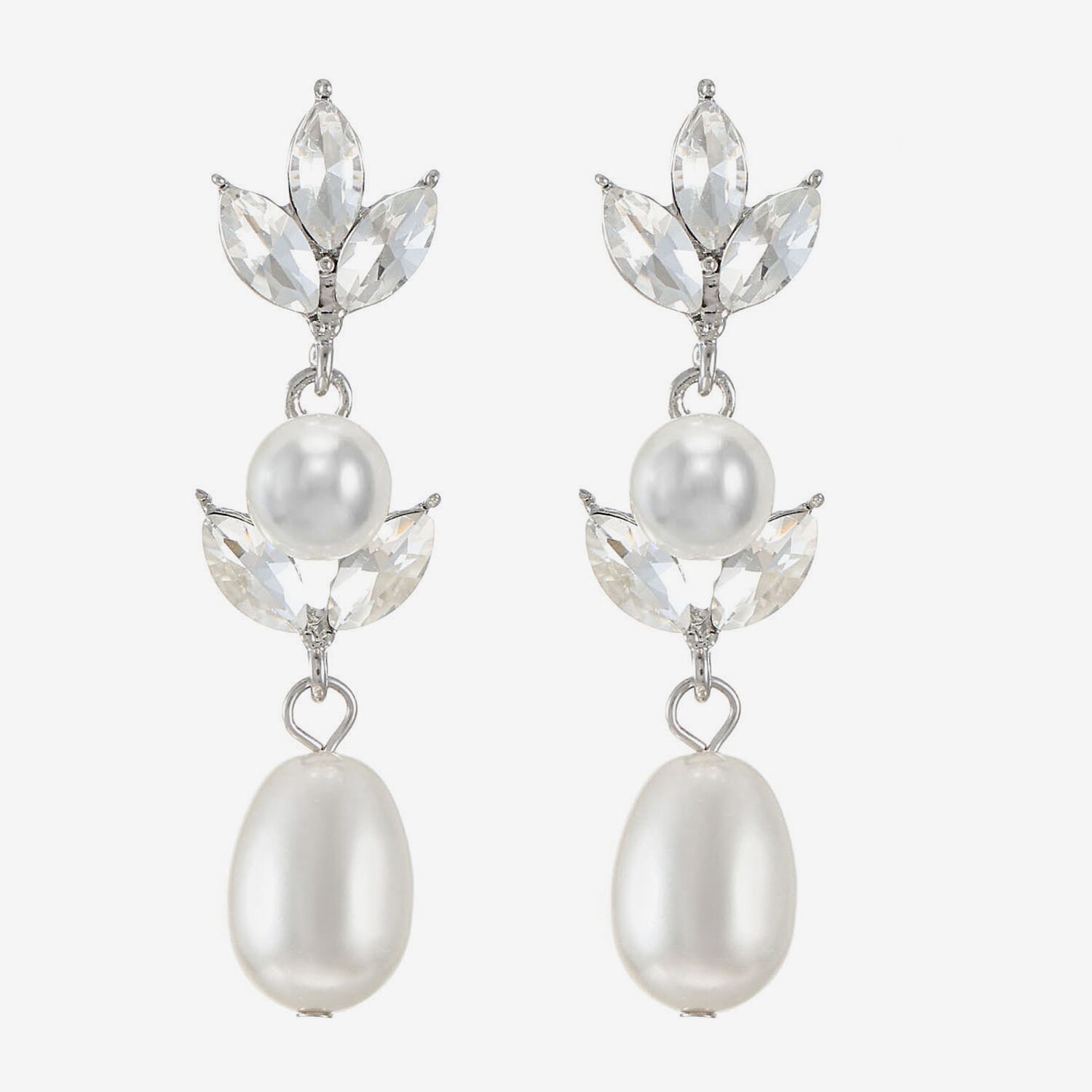 Monet Jewelry Womens Glass Simulated Pearl Marquise Hypoallergenic Drop Earrings