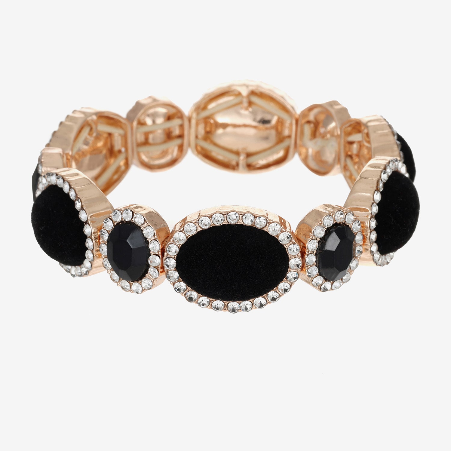 Monet Jewelry Womens Black Glass Oval Stretch Bracelet