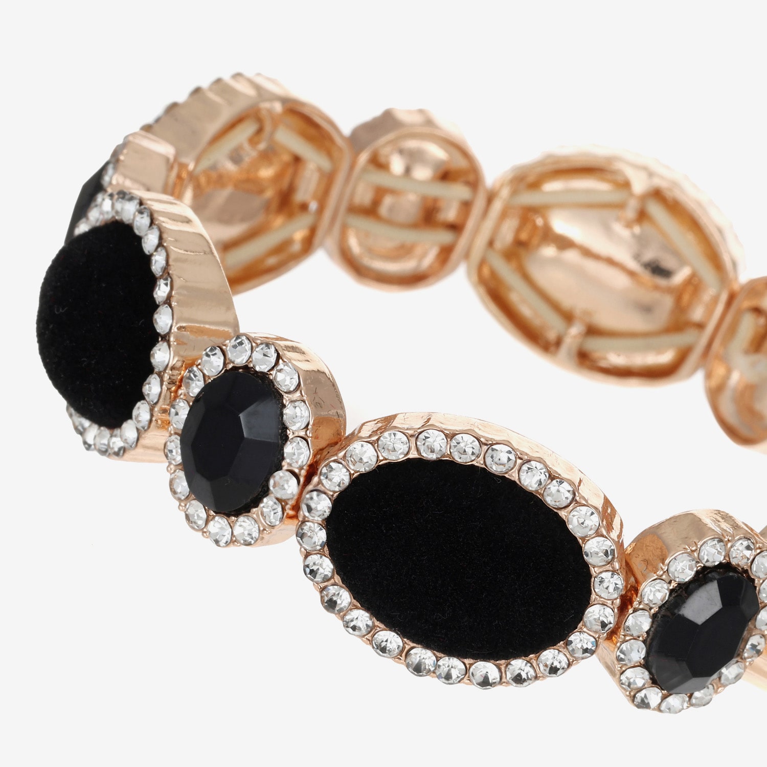 Monet Jewelry Womens Black Glass Oval Stretch Bracelet