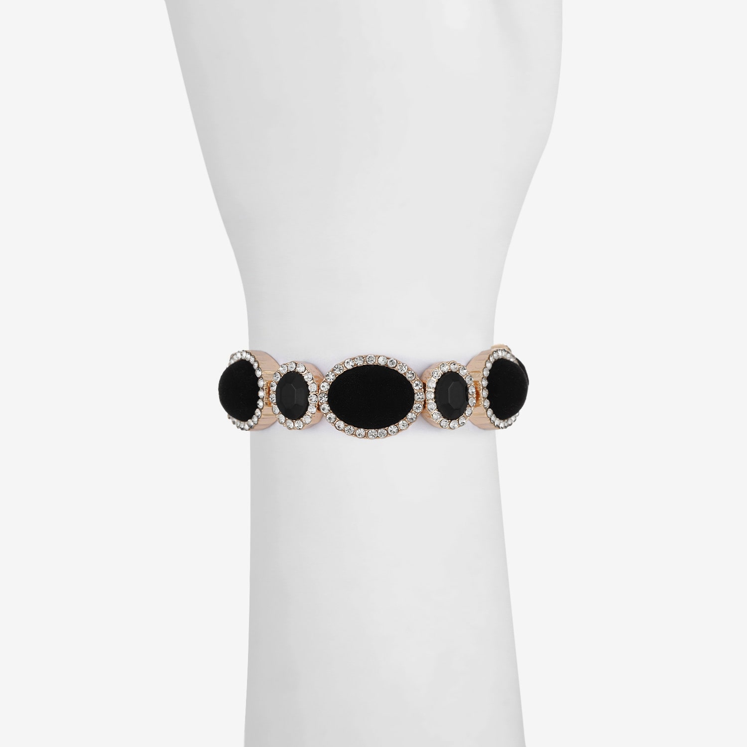 Monet Jewelry Womens Black Glass Oval Stretch Bracelet